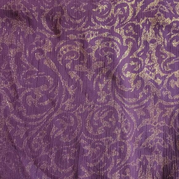 Cache Metallic Cold Shoulder Blouse Purple Gold Size Medium - Picture 7 of 16